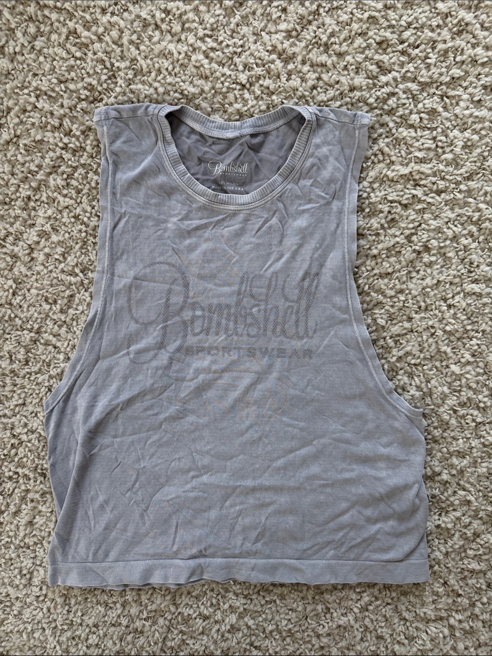 Bombshell Sportswear Light Gray Sleeveless Muscle Tank